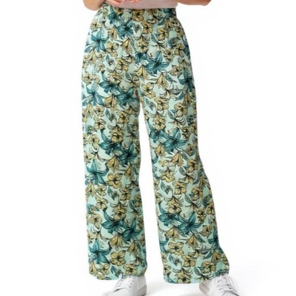 Beach Riot Blue Lagoon Pants XL Pull On Floral Hawaiian Swim Coverup Palazzo